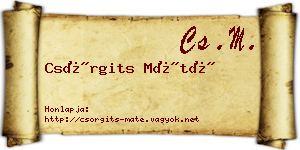 Csörgits Máté névjegykártya