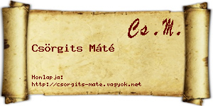 Csörgits Máté névjegykártya